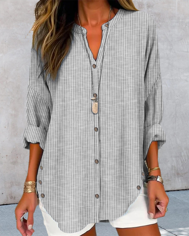 Amelie | Women's Casual Striped Button-Up Blouse