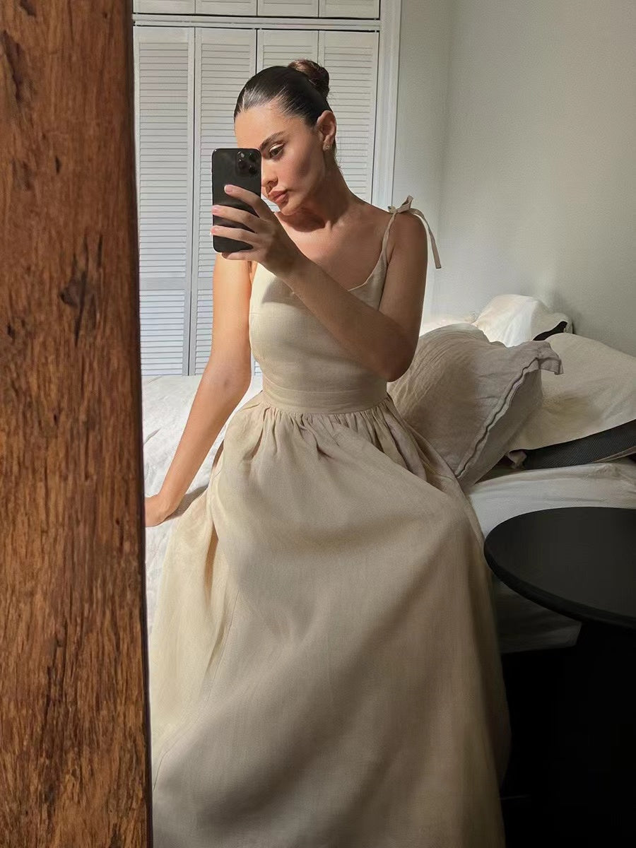 Amelie | Women's Romantic Linen Maxi Dress