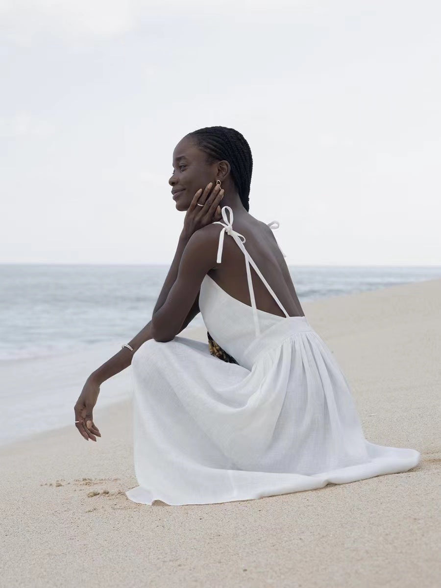 Amelie | Women's Romantic Linen Maxi Dress
