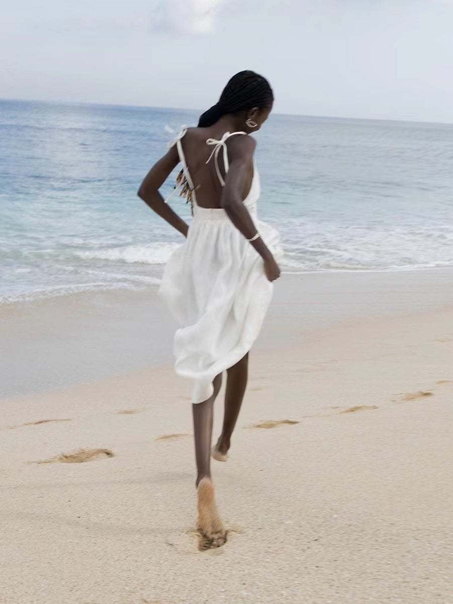 Amelie | Women's Romantic Linen Maxi Dress