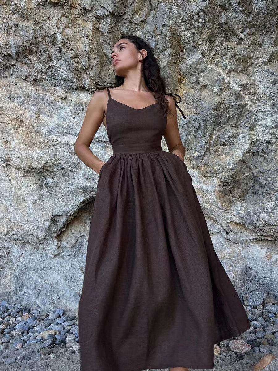Amelie | Women's Romantic Linen Maxi Dress