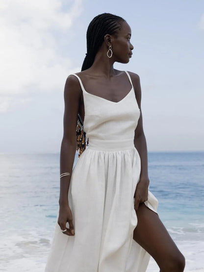 Amelie | Women's Romantic Linen Maxi Dress