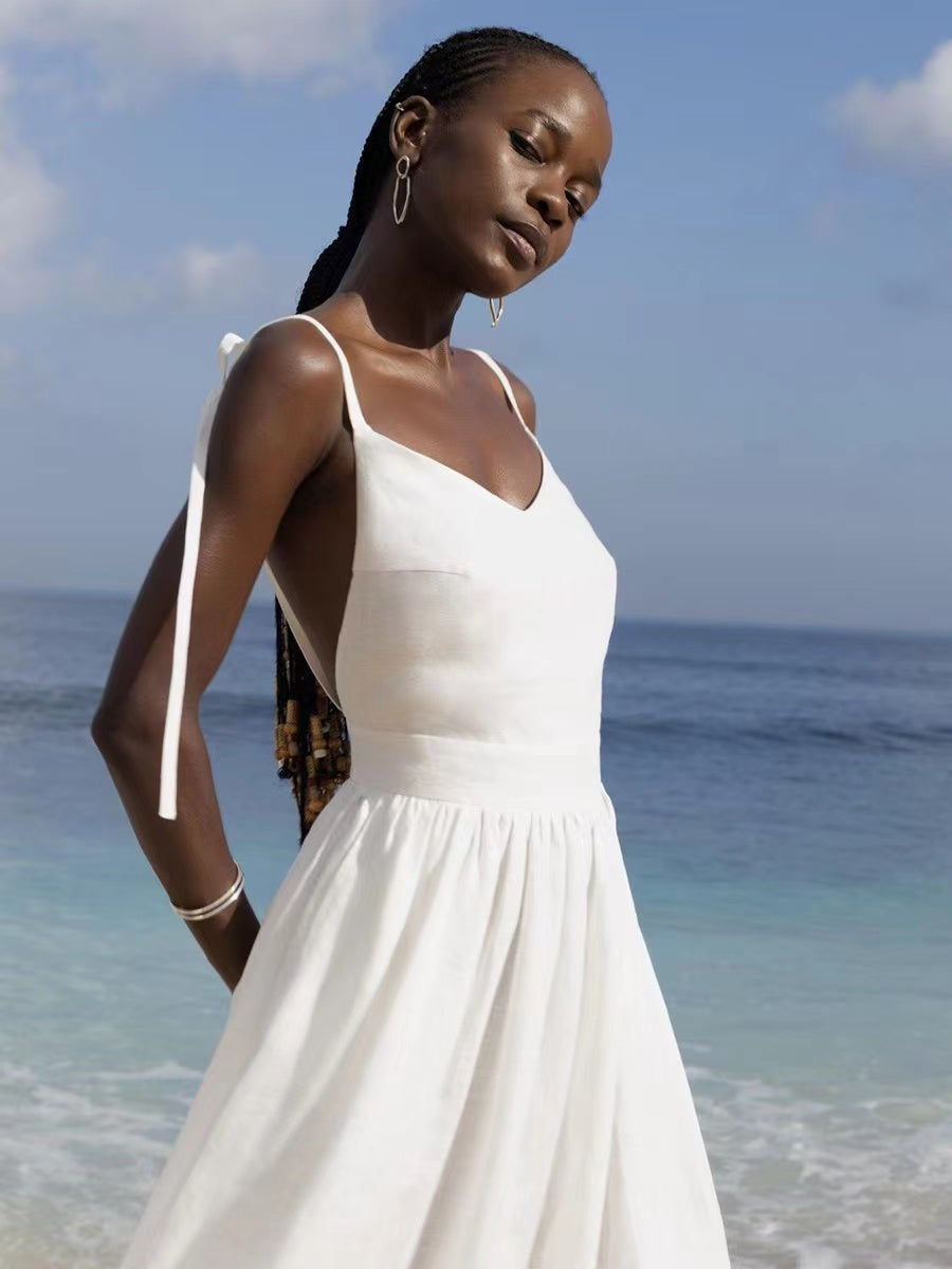 Amelie | Women's Romantic Linen Maxi Dress
