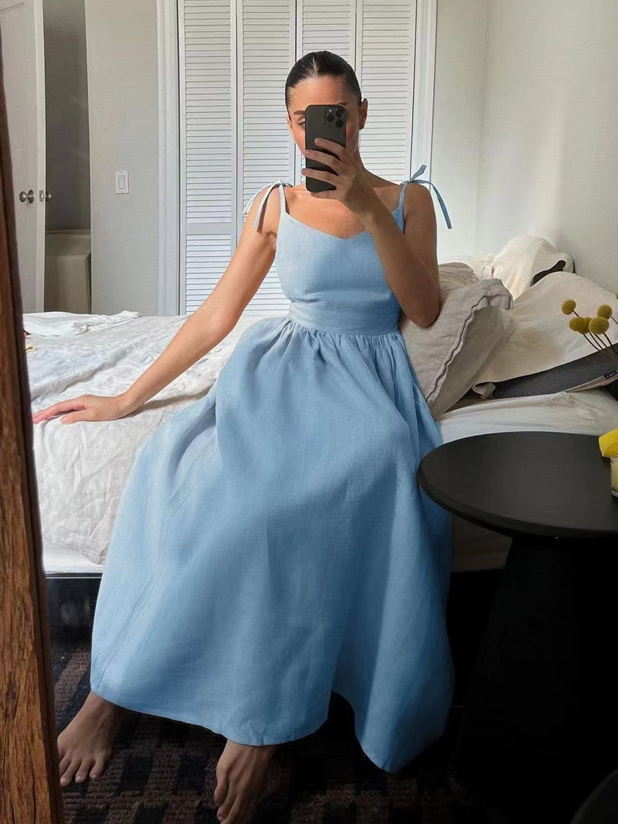 Amelie | Women's Romantic Linen Maxi Dress