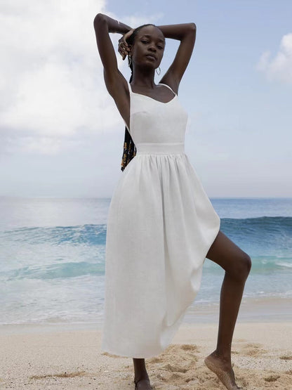 Amelie | Women's Romantic Linen Maxi Dress