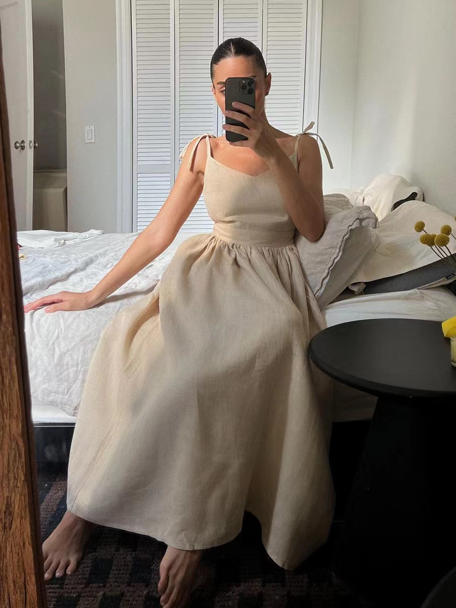Amelie | Women's Romantic Linen Maxi Dress
