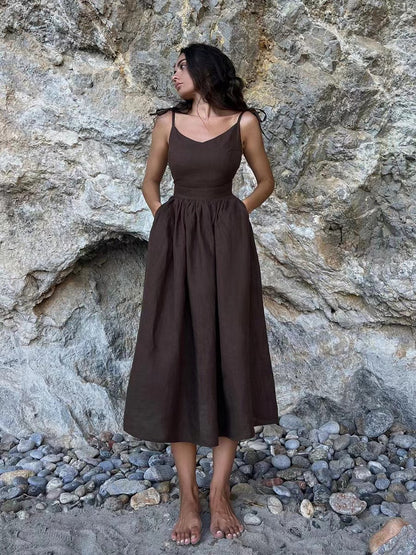Amelie | Women's Romantic Linen Maxi Dress