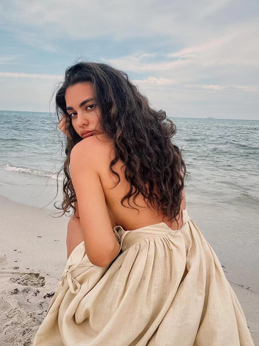 Amelie | Women's Romantic Linen Maxi Dress