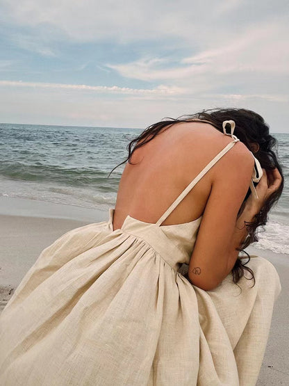 Amelie | Women's Romantic Linen Maxi Dress