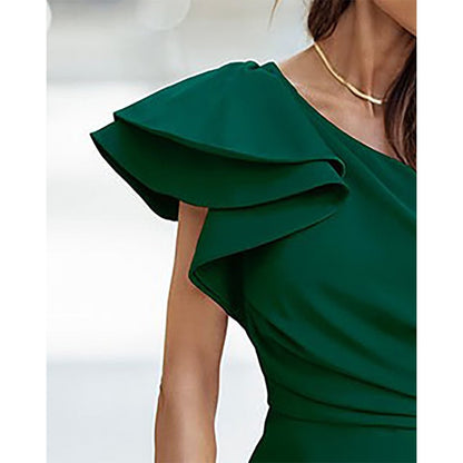 Angela | Women's One-Shoulder Ruffled Bodycon Dress