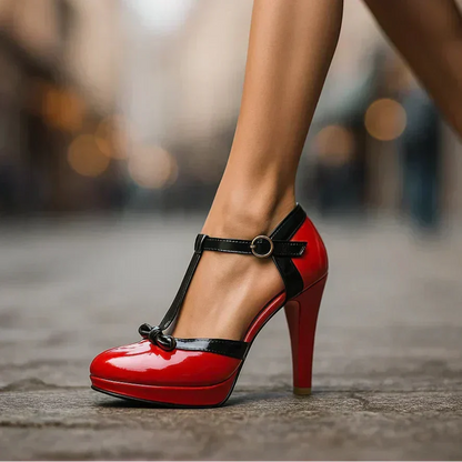 Olivia | Women's Casual T-Strap Platform Heels