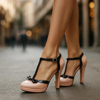 Olivia | Women's Casual T-Strap Platform Heels