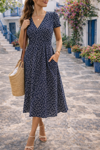 Camilla | Women's Printed Short Sleeve Midi Dress