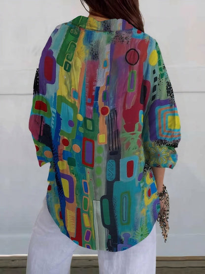 Cordelia | Women's Vibrant Geometric Button-Up Blouse