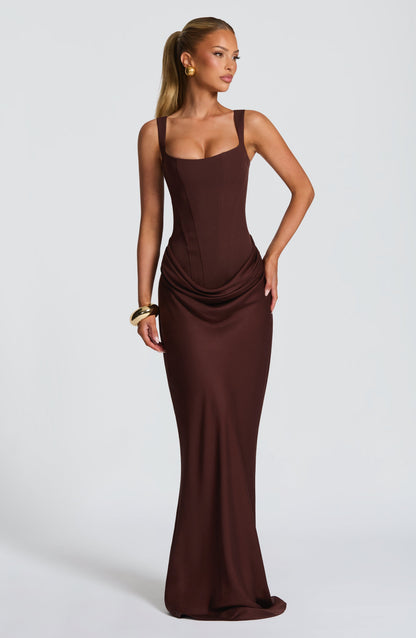 Caroline | Women's Elegant Draped Square Neck Dress