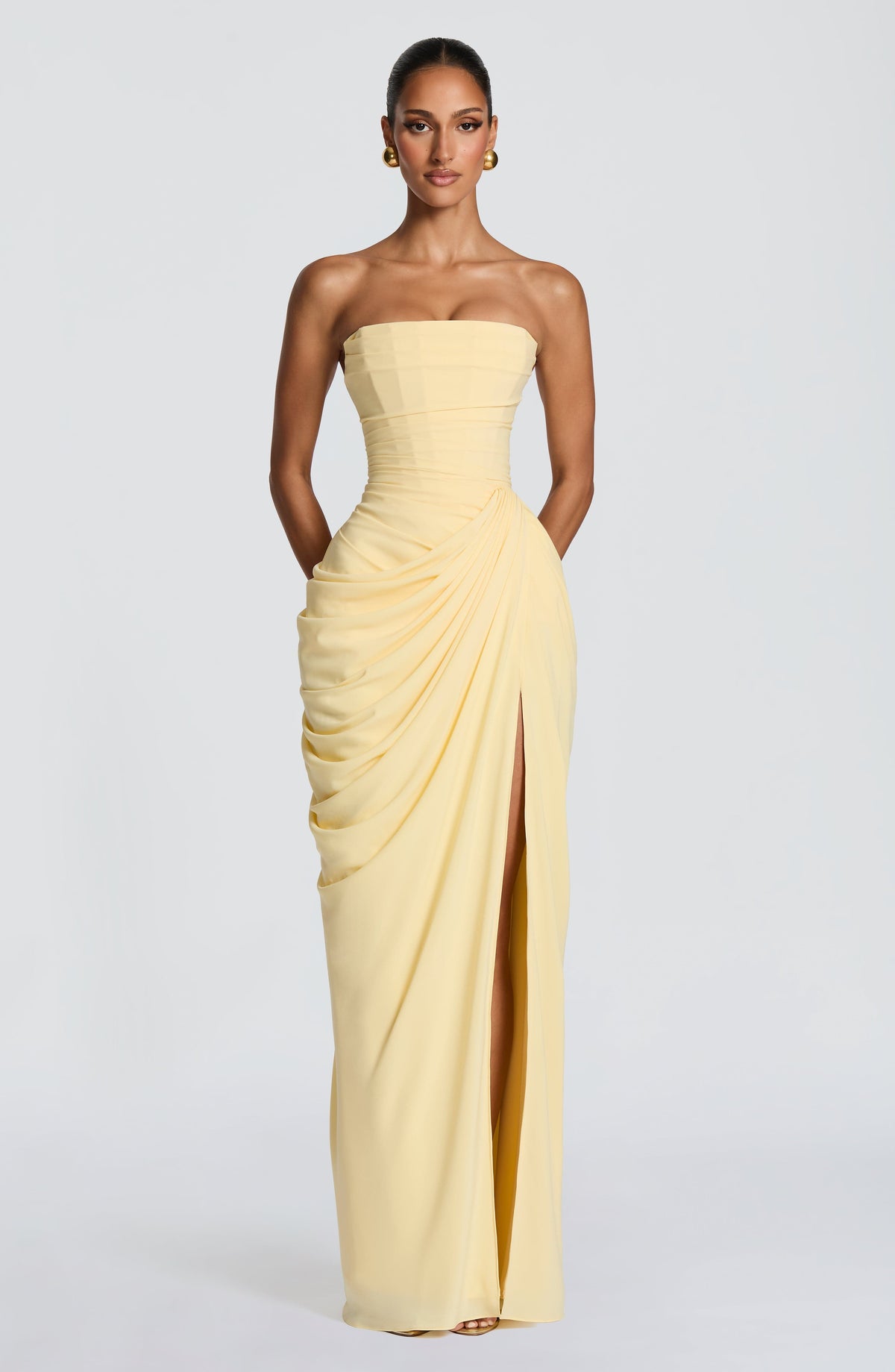 Evie | Women's Strapless Draped Corset Dress
