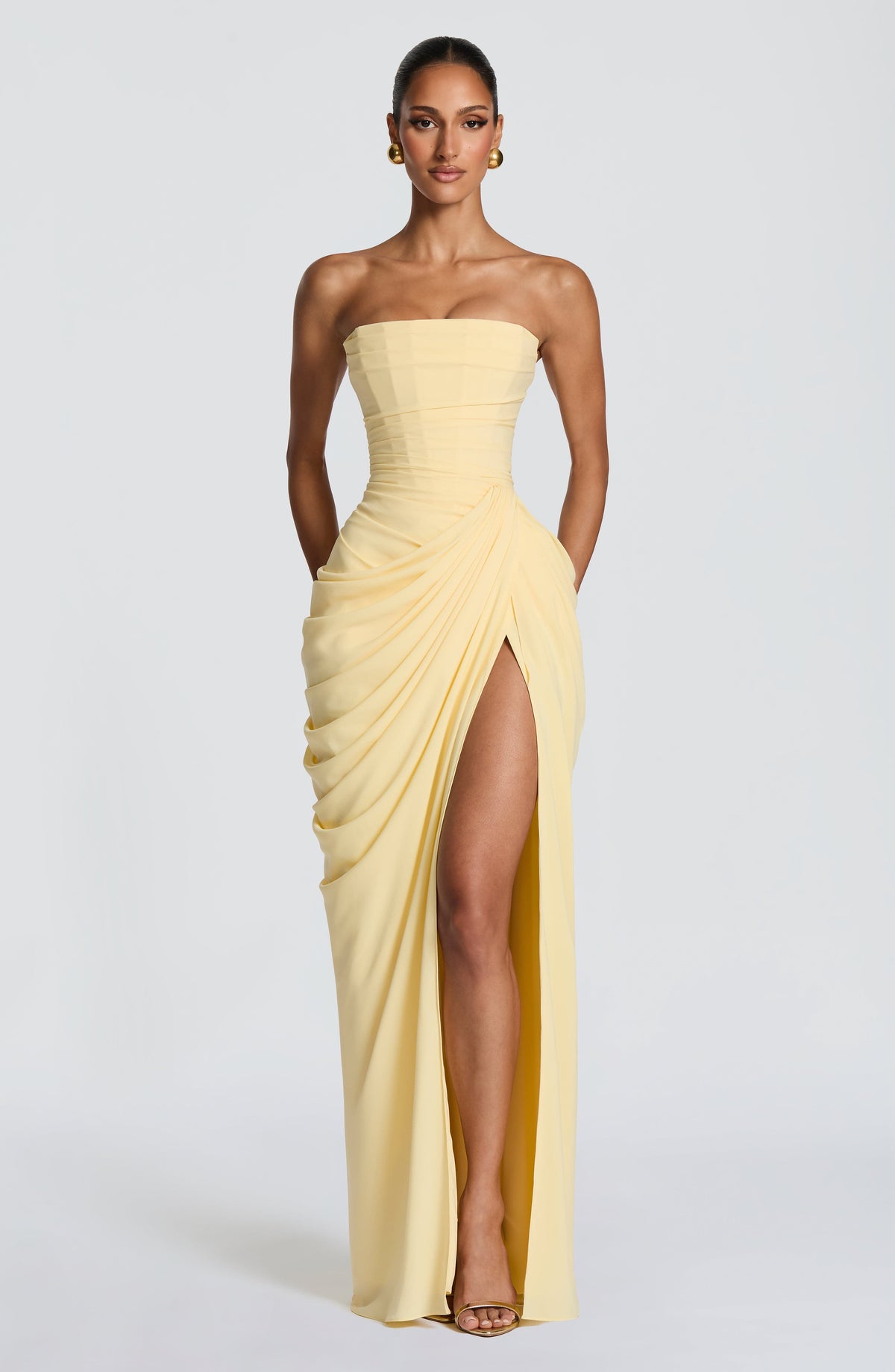 Evie | Women's Strapless Draped Corset Dress