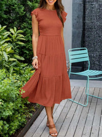 Victoria | Women's Casual Ruffled Sleeves Midi Dress