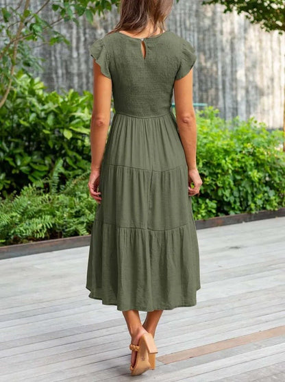 Victoria | Women's Casual Ruffled Sleeves Midi Dress