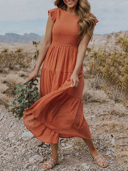 Victoria | Women's Casual Ruffled Sleeves Midi Dress
