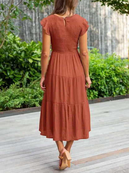 Victoria | Women's Casual Ruffled Sleeves Midi Dress