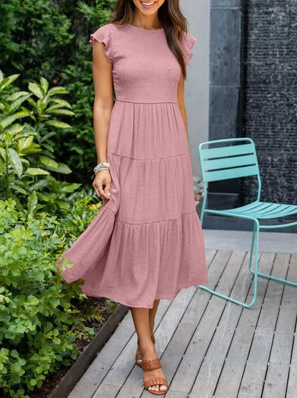 Victoria | Women's Casual Ruffled Sleeves Midi Dress