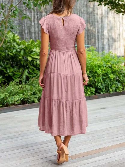 Victoria | Women's Casual Ruffled Sleeves Midi Dress