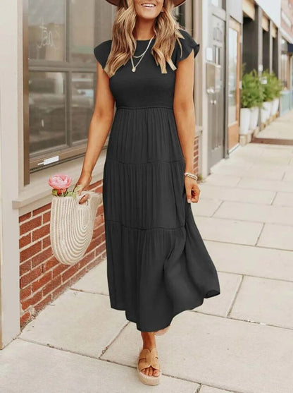 Victoria | Women's Casual Ruffled Sleeves Midi Dress