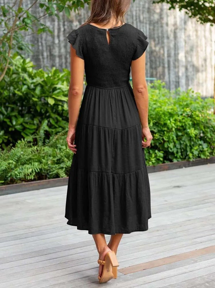 Victoria | Women's Casual Ruffled Sleeves Midi Dress