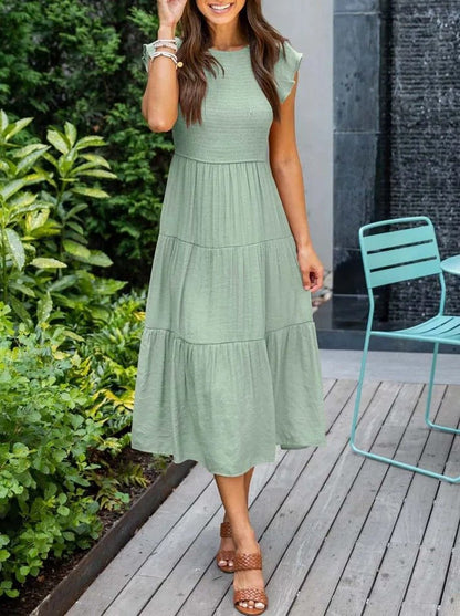 Victoria | Women's Casual Ruffled Sleeves Midi Dress
