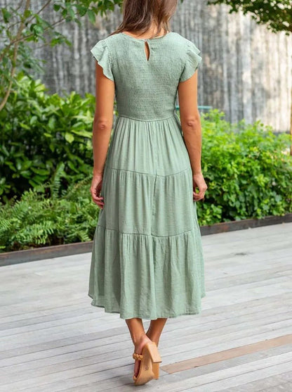 Victoria | Women's Casual Ruffled Sleeves Midi Dress