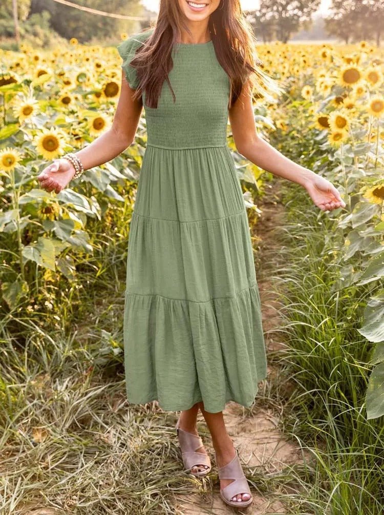 Victoria | Women's Casual Ruffled Sleeves Midi Dress