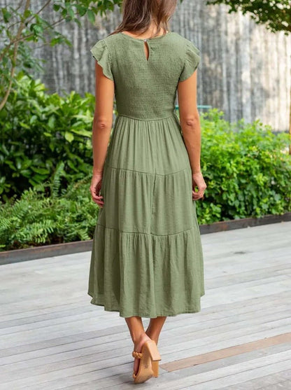 Victoria | Women's Casual Ruffled Sleeves Midi Dress