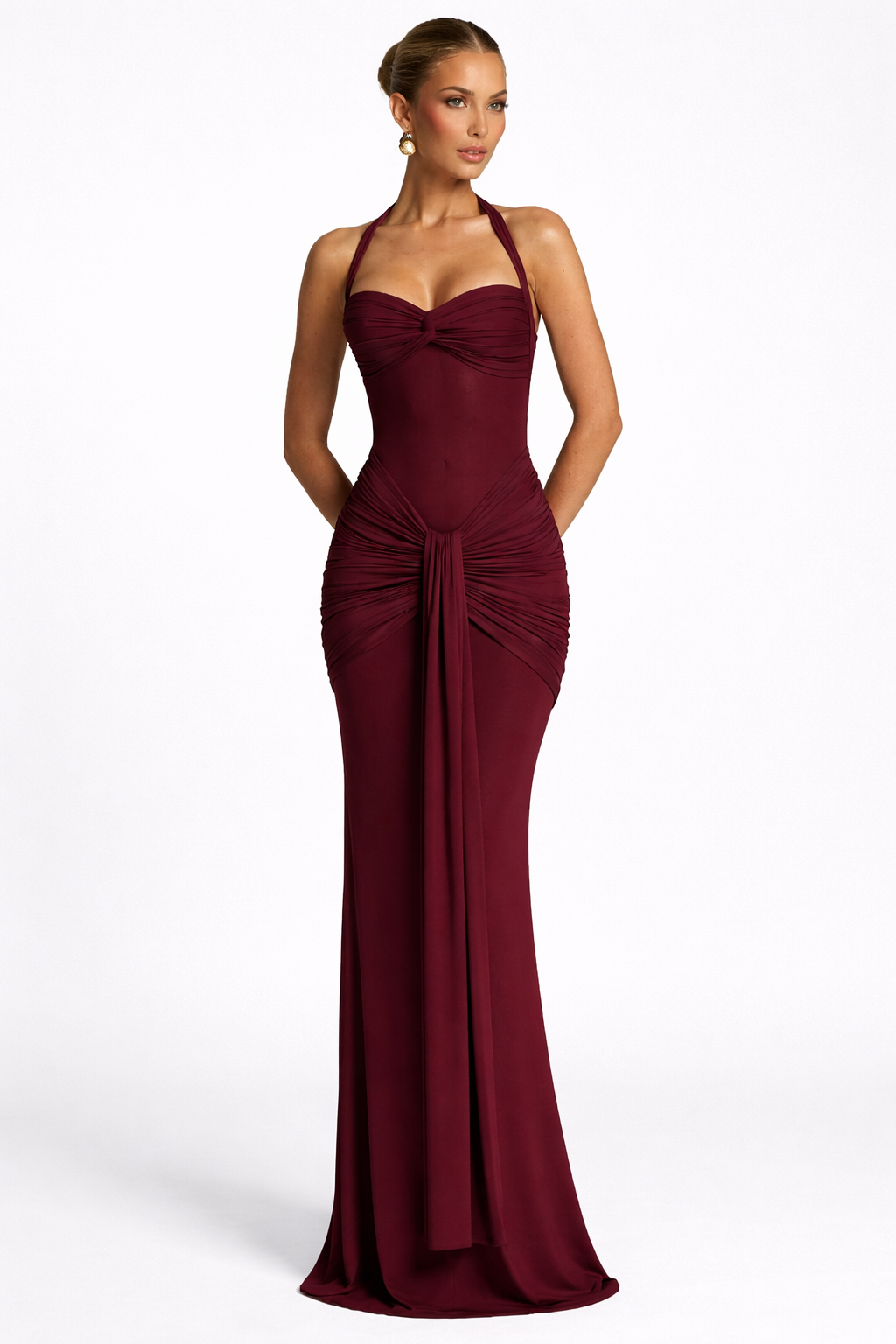 Deborah | Women's Ruched Halter Evening Gown