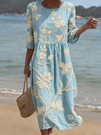 Diana | Women's Embroidered Short Sleeve Midi Dress