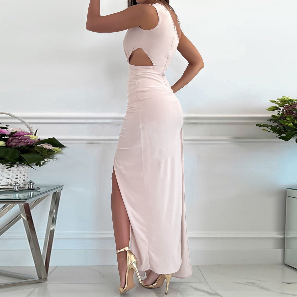 Evie | Women's One-Shoulder Ruched Maxi Dress