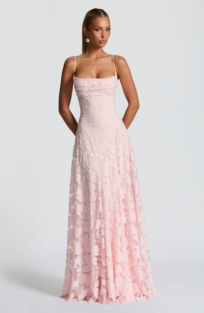 Harriet | Women's Lace-Back Wedding Guest Dress Maxi Gown