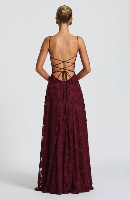 Harriet | Women's Lace-Back Wedding Guest Dress Maxi Gown