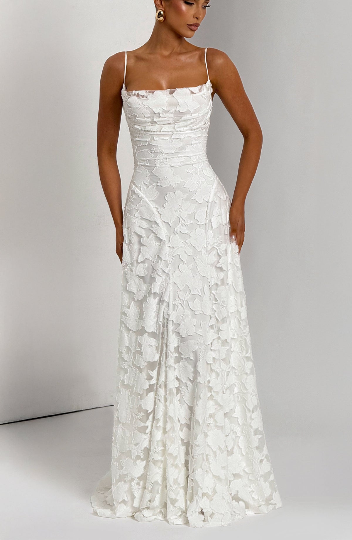 Harriet | Women's Lace-Back Wedding Guest Dress Maxi Gown