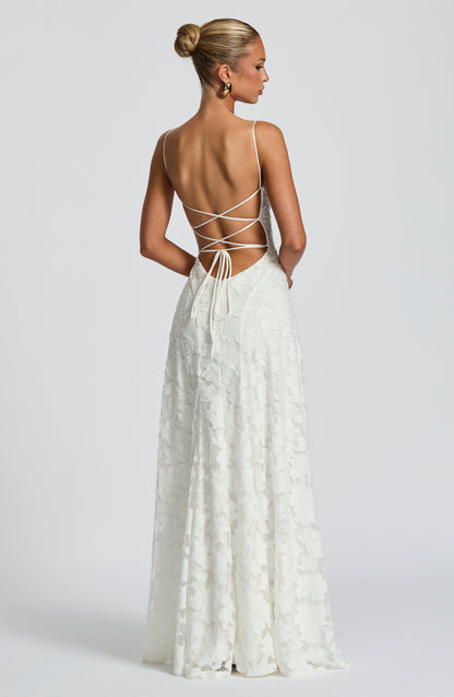 Harriet | Women's Lace-Back Wedding Guest Dress Maxi Gown