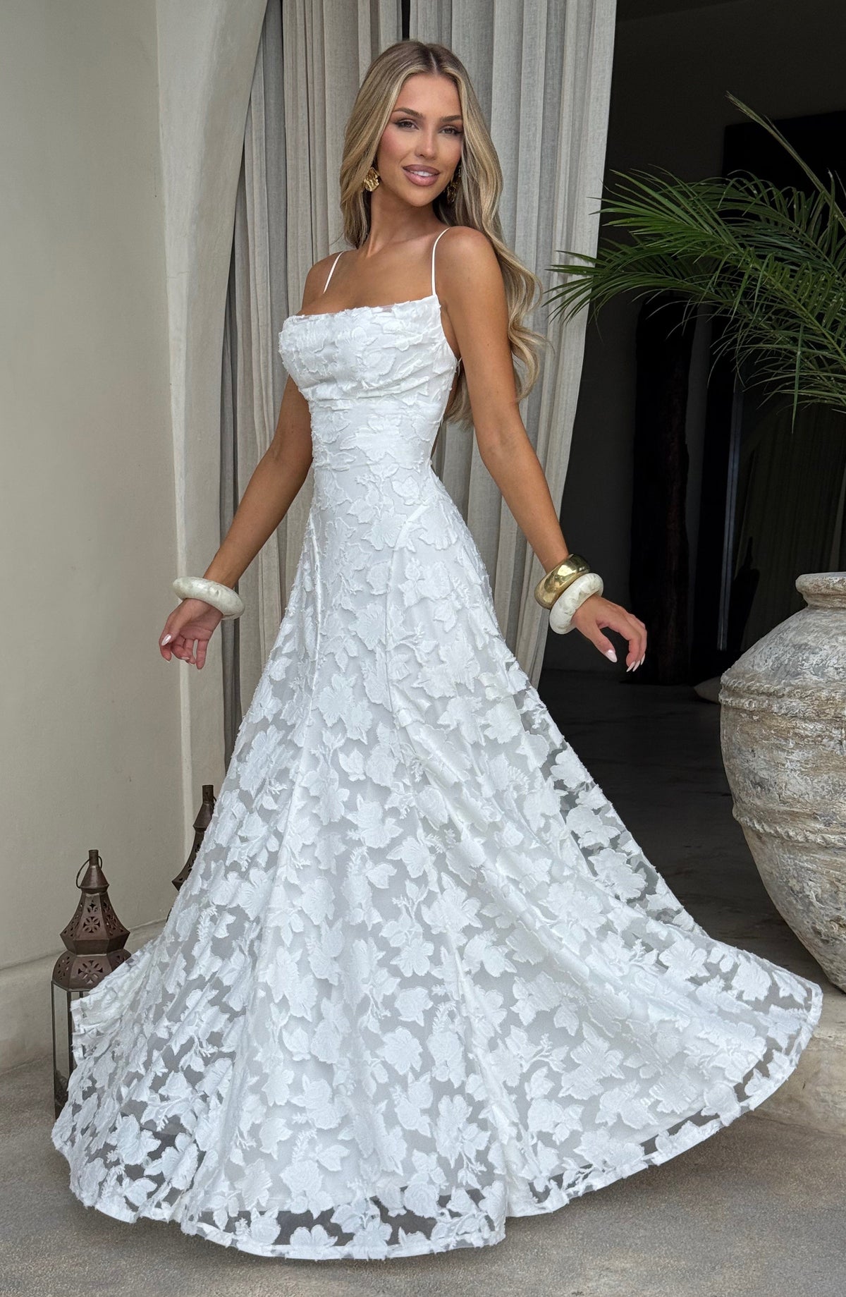 Harriet | Women's Lace-Back Wedding Guest Dress Maxi Gown