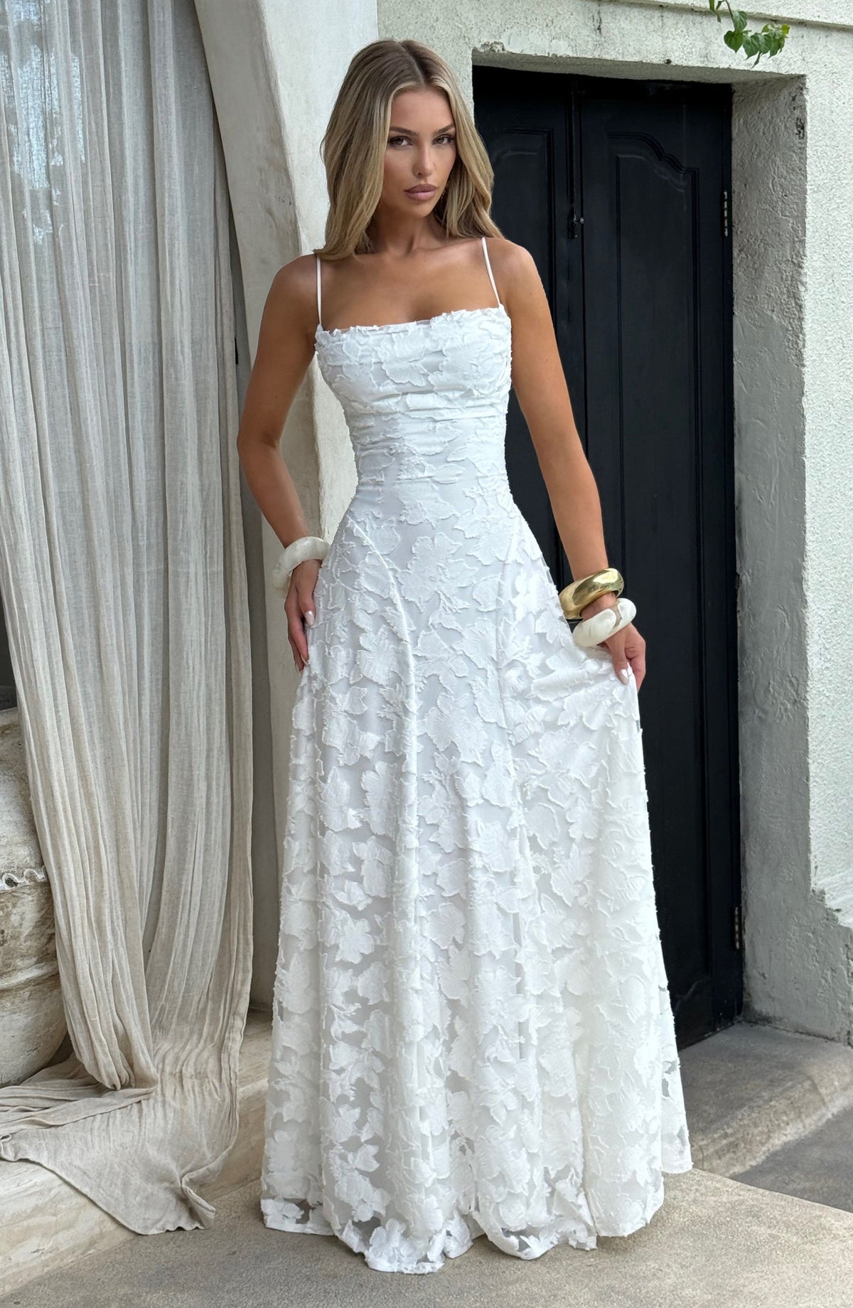 Harriet | Women's Lace-Back Wedding Guest Dress Maxi Gown