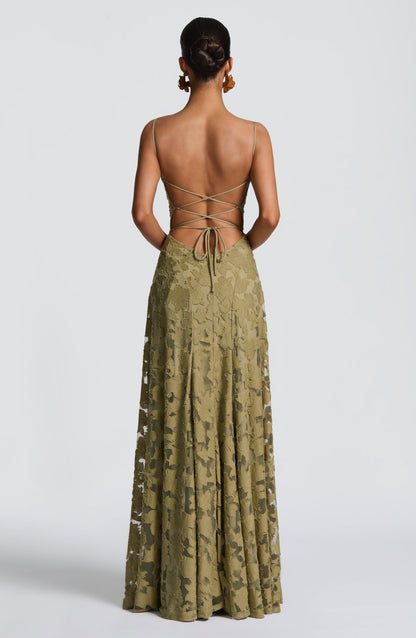 Harriet | Women's Lace-Back Wedding Guest Dress Maxi Gown