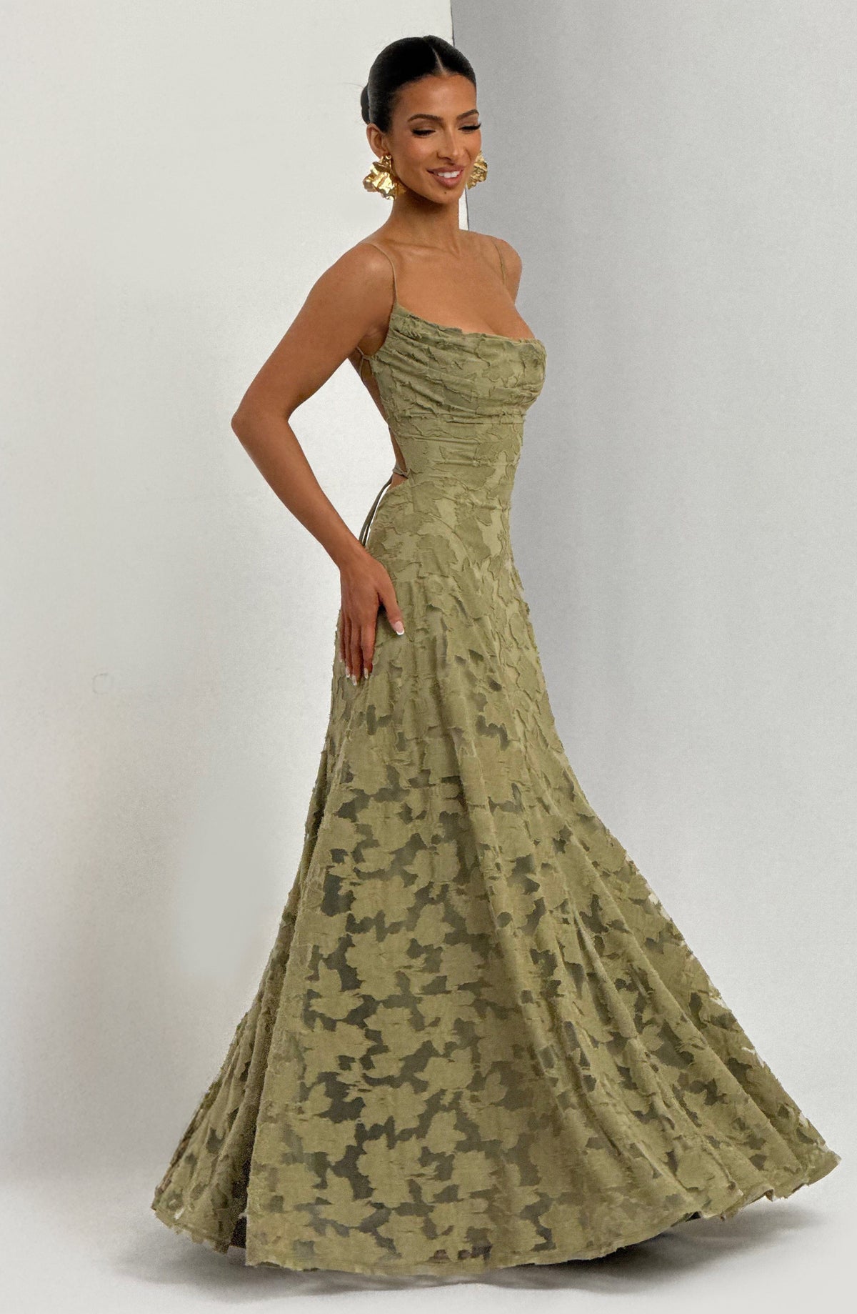 Harriet | Women's Lace-Back Wedding Guest Dress Maxi Gown