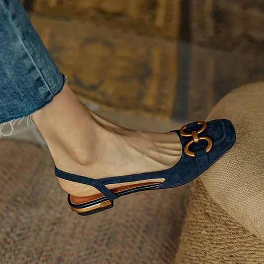 Gemma | Women's Suede Slingback Block Heel Flats