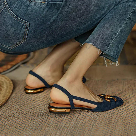 Gemma | Women's Suede Slingback Block Heel Flats