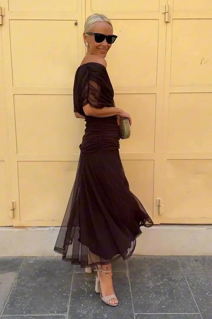 Georgia | Women's Ruched Off-Shoulder Maxi Dress