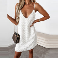 Harriet | Women's Textured Fringed V-Neck Dress