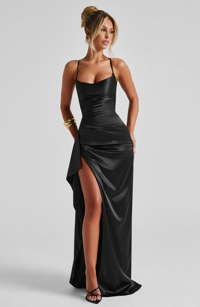 Skye | Women's Evening Satin Cross-Back Dress