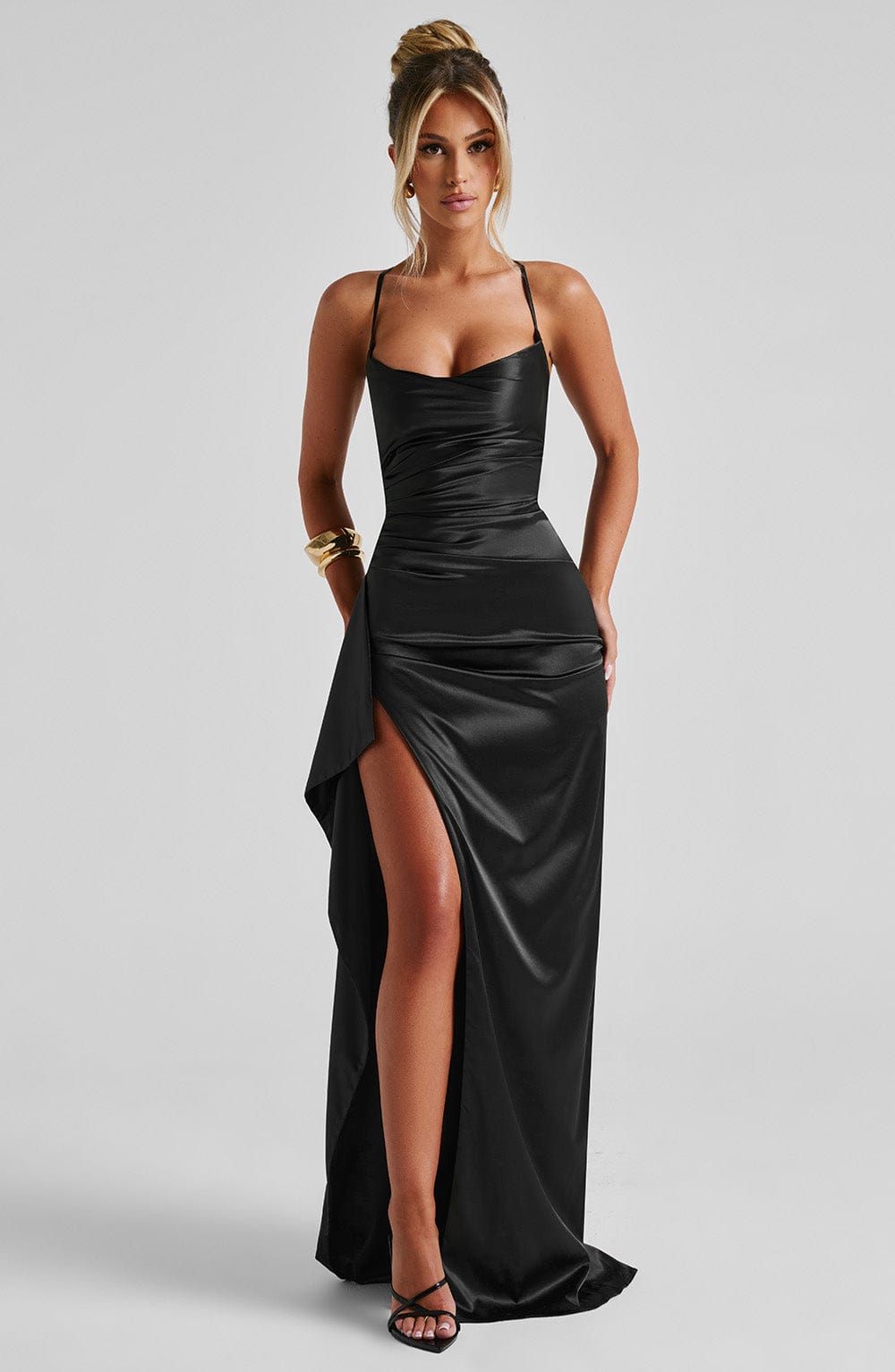 Skye | Women's Evening Satin Cross-Back Dress